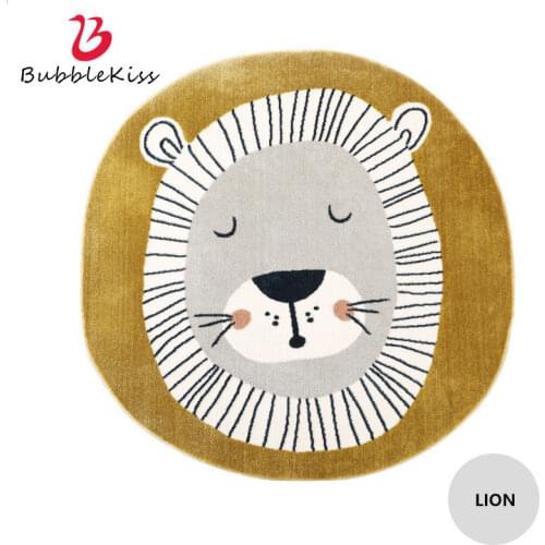 Bubble Kiss Cartoon Lion Carpet For Living Room Childrens Room Decor Cute Round Area Rugs Soft Skin-friendly Non-slip Floor Mat