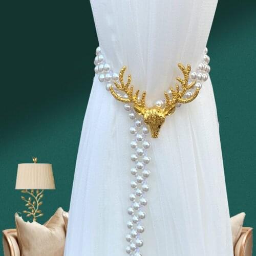 Metal Elk Head Curtain Straps Spring Tie Rope Curtains Accessoires Creative Hook Curtain Buckle Holders Living Room Decoration