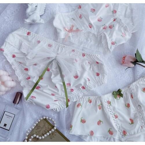 2021 New 2nd Shipping Free M L XL Lovely Cute Lolita Kawaii Princess Sexy Ruffle Peach Printing Panties Underwear Brief knickers