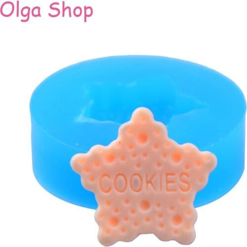 QYL192 19.2mm Star Cookie Flexible Silicone Push Mold - Sugarcraft, Fondnat, Cupcake Topper, Candy, Resin, Jewelry, Gum Paste