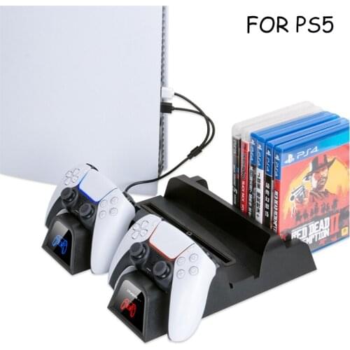 For PS5 Controller Charger Console Vertical Cooling Stand Fast Charging Station For SONY PS 5 Disc/Digital With 12 Game Slots