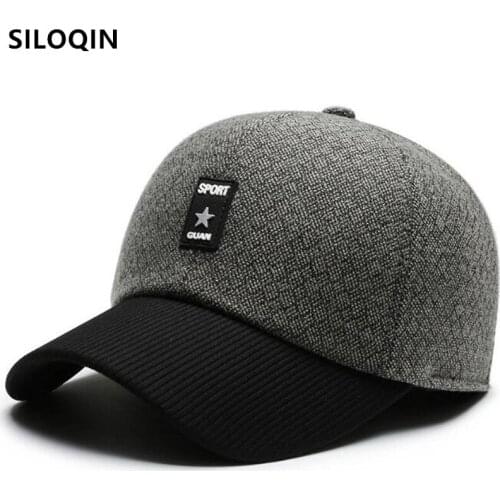 SILOQIN Winter Mens Thick Warm Baseball Caps Snapback Cap Letter Fashion Sports Cap Adjustable Size Windproof Warm Earmuff Hats