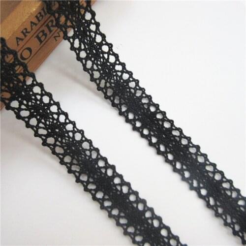 1 Yard 20mm Black Cotton Flower Lace Trim Ribbon Fabric Embroidered Applique Sewing Craft Crochet Wedding Dress Clothes Gift