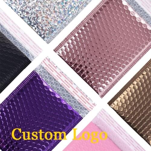100Pcs Custom Logo Bubble Mailer Shockproof Envelopes Courier Postal Bags Gift Packaging Padded Shipping Bubble Envelope 18x23cm
