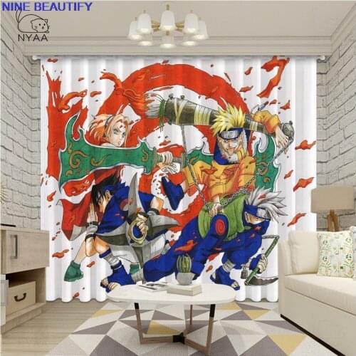2021 Anime Uzumaki Polyester Fabric 3D Blackout Curtains Window Drapes For Living Room Bedroom Ultra-thin Micro Shading