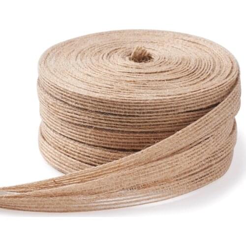 5 Rolls Burlap Fabric Ribbon Wedding Party Decoration for DIY Crafts Jewelry Making Gift Wrapping Tape 1/4 inch(6mm), 10m/roll