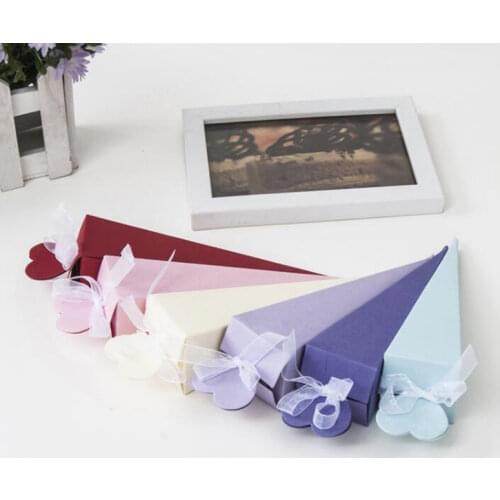 50pcs Cone Shape Candy Box Wedding Favor Gifts Case Baby Shower Paper Present Packaging