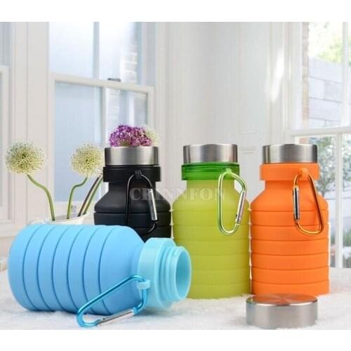 50Pcs/Lot 550ML Portable Silicone Fashion Folding Water Bottle Retractable Outdoor Climbing Travel Collapsible Sports Kettle