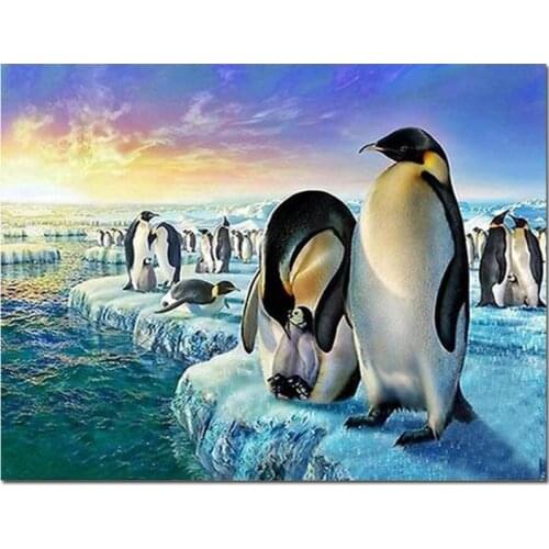 5D Diamond Painting Full Square Round Drill Diamond Embroidery penguin animal DIY Handmade Mosaic Crystals Wall Decor L56