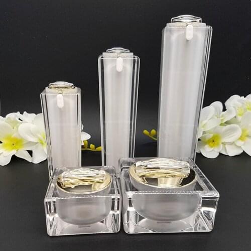 6pcs/lot empty white acrylic cream jar pot 30/50/100DIY lotion emulsion cosmetic liquid foundation bottle refillable container