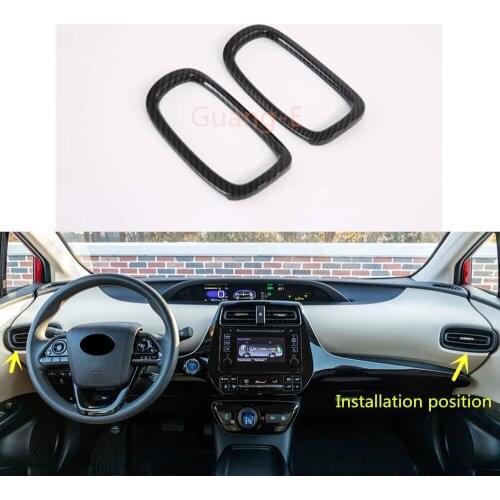 Car Garnish Detector Trim ABS Chrome Front Air Conditioning Outlet Vent Frame Lamp 2pcs For Toyota Prius 2019 2020 2021