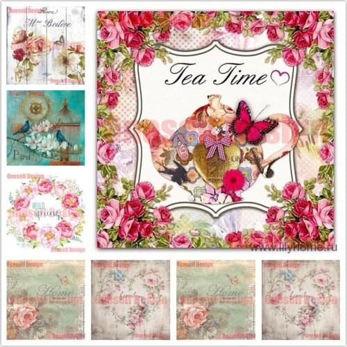 Great 5d diamond art kit tea time diamond art kit flower 5d diamond painting full square diy diamond mosaic sale decortion home