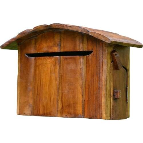 Handmade Outdoor Mailbox Gardening Mailbox Villa Wood Wall-Mounted Anti-Rain Box Water and Electricity Fee Box Milk Delivery Box