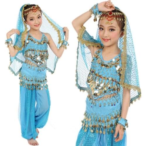Children Belly Dance Costume Kids Indian Dance clothes 2-3-5 PCS Child Bollywood Dance Costumes for Girls Performance Dance Wear