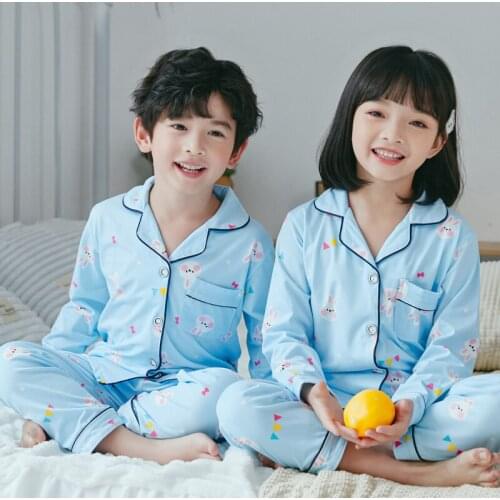 Kids Pajamas Set 2021 Autumn Winter Girls Boys Sleepwear Suit Baby Clothes Cute Cartoon Pajama Sets Cotton Childrens Pyjamas