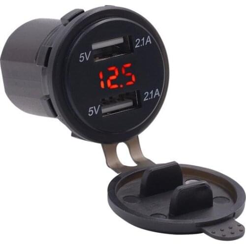 Dual USB Port 12V 24V Waterproof Cigarette Lighter Type Motorcycle Charger 5V 3.1A Adapter Power Supply Socket