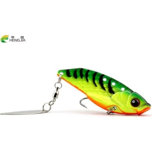 Hengjia 20g/6cm VIB Metal Spinner Spoon Fake Fishing Lure Baits Sequins Paillette Treble Hook Tackle Fishing accessories