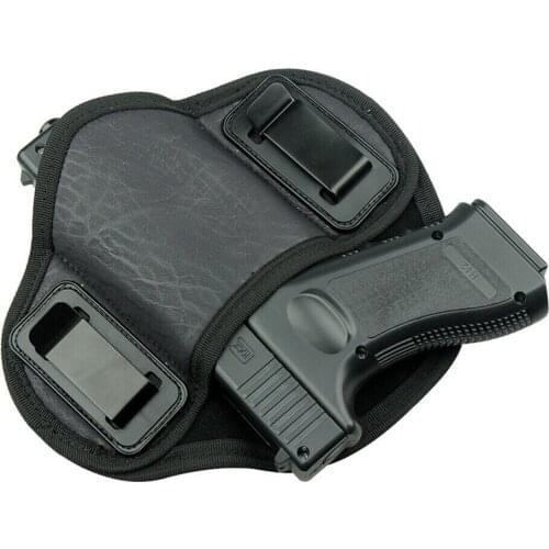 IWB Tactical Dual Clip Soft Pancake Concealed Carry Pistol Leather Belt Holster