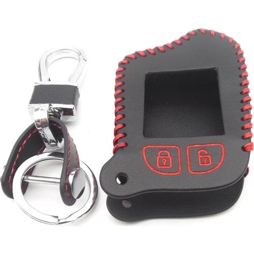 M13 M14 Leather Case For Scher-Khan Magicar 13 14 m110as AUTO-SIGNALS Car Alarm Remote Controller LCD Keychain Cover