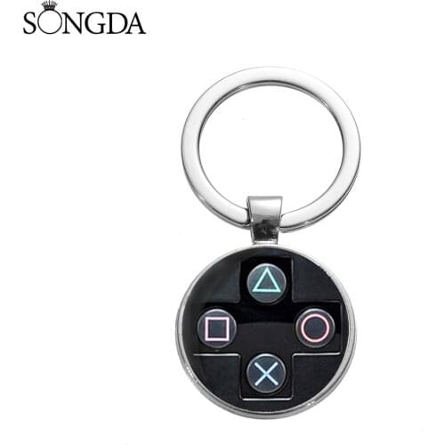 Cool Video Game Controller idea Keychain Geek Boyfriend Gift Glass Photo Cabochon Key Chain Ring Mens Motorcycle Keyring