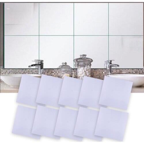 LETAOSK 10pcs Flexible Stick-On Squares Mirror Sheet Self Adhesive Self Adhesive Decor Wall Tile 15x15cm Mirror Paste Home Decor