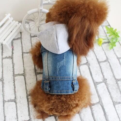 Fashion Denim Dog Coat Hooded Vest Blue Jean Summer Style for Chihuahua Teddy Pet Dog Clothing Chien ShopWholesale
