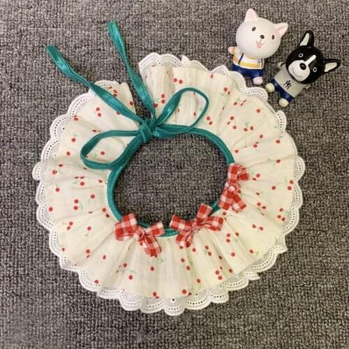Fashion Korean Cherry Print Dogs Cat Collars Cute Bow-knot Bibs Collar For Small Large Dog Supplies Jewelry Accessory chihuahua
