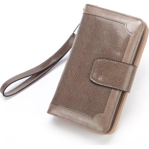 Fashion leather ladies wallet, zipper phone bag, wallet, long multi-card coin purse, ladies fashion buckle hand purse, purse