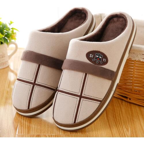 Plus size 48 49 50 mens indoor plush fuzzy slippers anti-odor fur slides men home shoes winter slippers