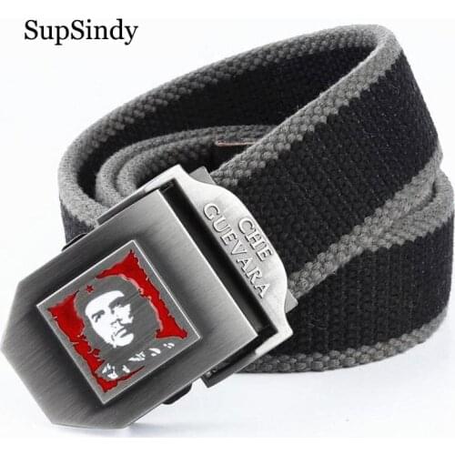 SupSindy men&women Canvas belt Che Guevara metal buckle Fashion waistband military belt Army tactical belts for Men male strap
