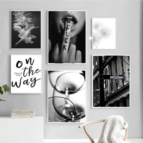 Wall Art Canvas Painting Dandelion London Swimming Girl Black White Nordic Posters And Prints Wall Pictures For Living Room