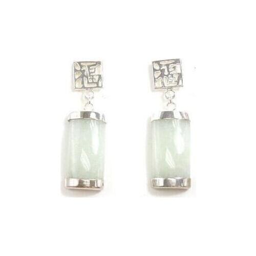 Wholesale Jewelry 925 Sterling Silver Earrings Gift Womens Fortune real Natural Light Green gem stone Earring
