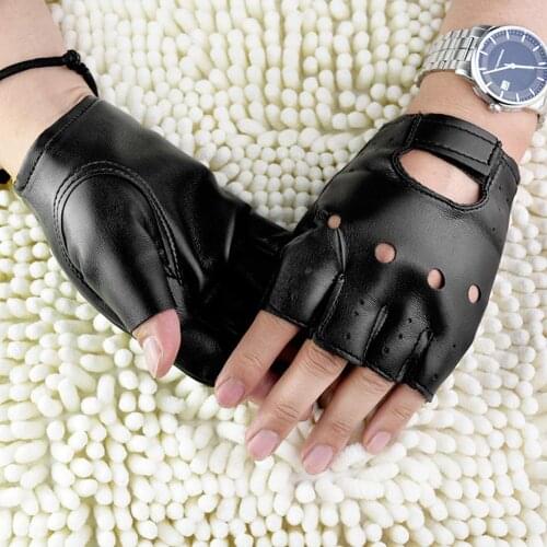 Neutral artificial leather half fingerless gloves for motorcycle performance driving punk hip hop Protective gloves Halloween
