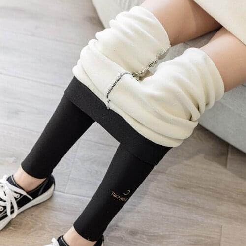 Plush Winter Leggings Women Wear Large High Waist Embroidered Words Show Thin Thread Thermal Cotton Pants Cashmere Leggings Warm