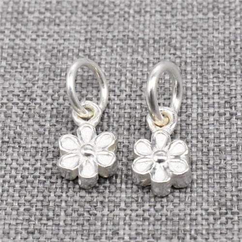 6 Pieces of 925 Sterling Silver Small Daisy Sun Flower Charms 2-sided for Bracelet Necklace Earring