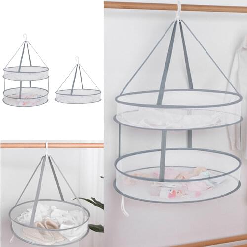 Single Layer/Double Layer Folding Drying Racks Clothes Drying Basket Hanging Sweater Anti-Deformation Thickened Net Pocket