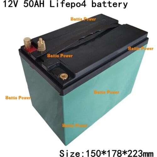 Portable Lifepo4 12V 50AH Lithium Battery for 12V Solargeneration Energy Storage House Hold Electric Supplies + 5A Charger