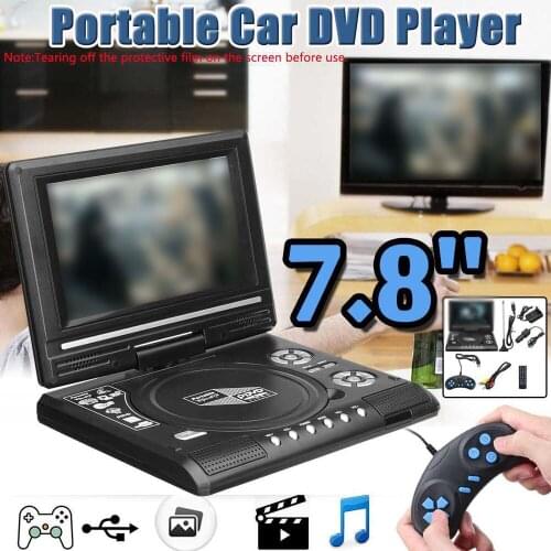 7.8 Inch Portable HD TV Home Car DVD Player VCD CD MP3 DVD Player USB SD Cards RCA TV Portatil Cable Game 16:9 Rotate LCD Screen
