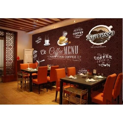 Custom Size European Style Retro Hand-painted Poster Mural Wallpaper Coffee Shop Restaurant Background Wall Painting Paper