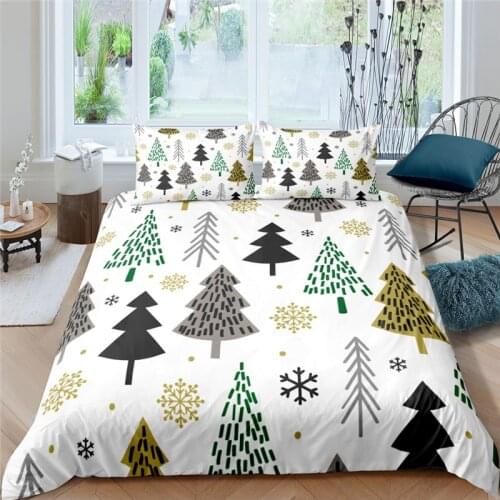 Luxury 3D Christmas Trees Print 2/3Pcs Kids Bedding Set Comfortable Duvet Cover Pillowcase Home Textile Queen and King Size