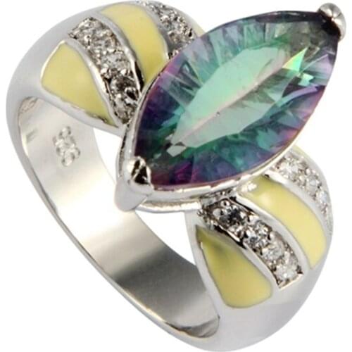 SHUNXUNZE Luxury wedding rings Jewelry & Accessories for men and women Rainbow Cubic Zirconia Rhodium Plated R3601 size 6 7 8 9