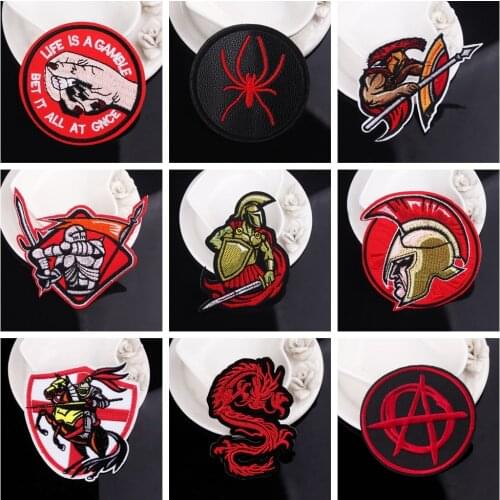 Spartan Patch Embroidered Patches For Clothing Custom Wars Patch Iron On Patches Red And Black Accessories Sewing On Clothe