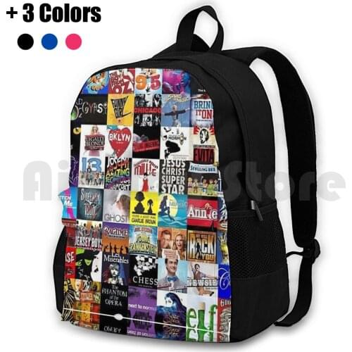 Musicals Collage Leggings Outdoor Hiking Backpack Waterproof Camping Travel Musicals Broadway Lion King The Musical Elf The