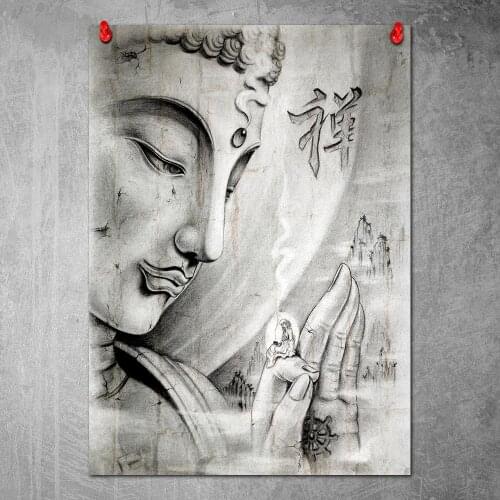 Buddha Statue Art Painting Poster and Prints Canvas Wall Pictures for Living Room Home Decor No Frame
