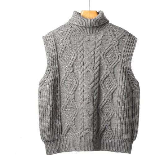 Urifens High Neck Twist Thickened Sweater Vest 2021 Spring Autumn Korean Loose Waistcoat With Sleeveless Vintage Knitwear BN59U