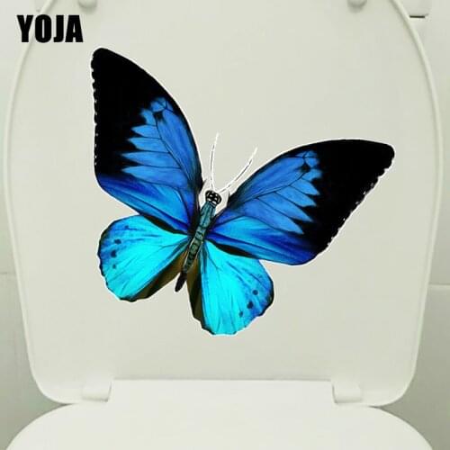 YOJA 20.6X19.5CM Realistic Blue Butterfly Living Room Decor Home Wall Sticker Cute Animal WC Toilet Decal T1-2241