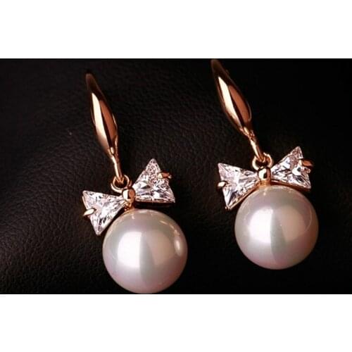 Jewelry & Accessories, Fashion Jewelry Earrings, Dangle Earrings, Bow pearl earrings