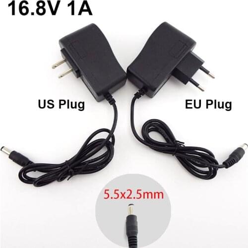 AC 100-240V DC 16.8V 1A 5.5*2.5mm Charger Power Supply Adapter for 18650 Lithium Battery US EU Plug CCTV Camera Charging