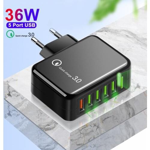 Multi USB 5 Ports Charger Adapter 5A mobile phones Fast Charge Portable Tralvel Wall Charger Charging EU US Plug For iPhone