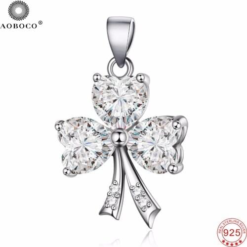 925 Sterling Silver Pendant Lovely Sweet White Crystal Shiny Necklaces Pendants Sterling Silver Jewelry Gifts For Women GND0374